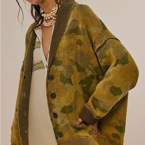 Free People Camo knit Cardigan
